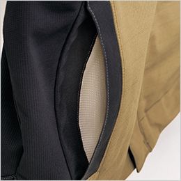 アイトス AZ2430[春夏用]長袖ブルゾン[男女兼用] ポケット内メッシュ。サイドのポケット内側もメッシュ仕様で通気性を確保。

