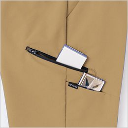 カーゴパンツ(ノータック)(男女兼用) ファスナーポケット(カーゴ)。
カーゴパンツ右側面にファスナーポケットと小物ポケットを装備。