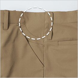 アイトス AZ4250 [春夏用]TULTEX ワークパンツ(ノータック)[男女兼用] バイアス切替。ウエストに生地をバイアスカットした切替を採用。
