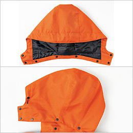 アイトス AZ6065 [秋冬用]防水防寒ブルゾン[男女兼用] フード取り外し式。取り外し式フードで雨、風、雪の寒い作業時も安心。ドット釦で簡単に着脱が可能。
