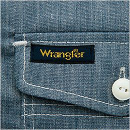 アイトス AZ64437 Wrangler(ラングラー) 半袖シャツ[男女兼用] ポケット部の補強とアクセント兼ねた配色カン止め
