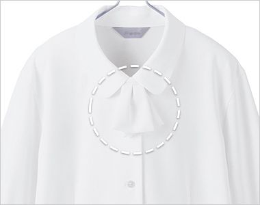 pieds(ピエ) HCB4111 [通年]長袖ブラウス[ストレッチ/吸汗速乾/防透/防汚] リボンは取り外せます