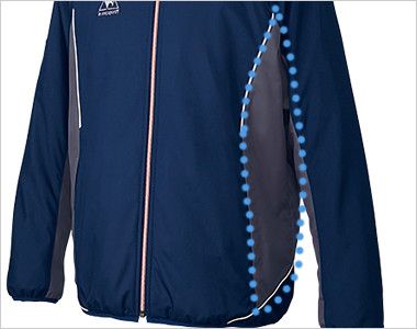 UZL5011 ルコック ウィンドブレーカー(男女兼用) 前身頃のバタつきを軽減するタイトなシルエット