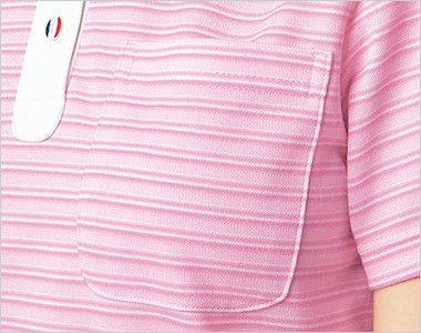 UZL8024 ルコック ボーダーニットポロシャツ(女性用) ポケット