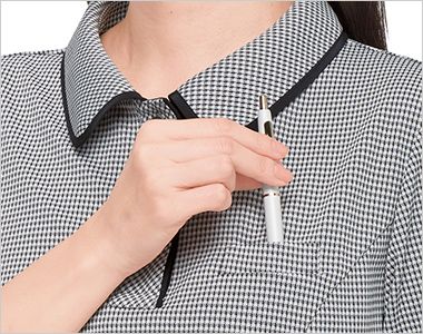 Bonmax AD8807 [春夏用]ポロニット [吸汗速乾/ニット/チェック] 胸元にはペンを挿せる深さのポケットがついています