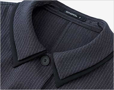 Bonmax AJ0297 [通年]ソフトジャケット[ストライプ/ストレッチ] 二枚衿デザイン。二枚衿のさりげないアクセントが上品な印象。