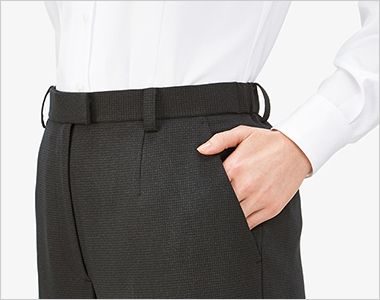 Bonmax AP6252 [通年]ポリジン 裾上げらくらくパンツ[ストレッチ/千鳥格子/抗菌防臭] 両脇に出し入れしやすい斜めポケット付き。