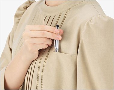 BONMAX AUB4300 [通年]BONCIERGE meets Audire 八分袖チュニック丈ブラウス[吸水速乾/ストレッチ] 左胸ペン差しポケット