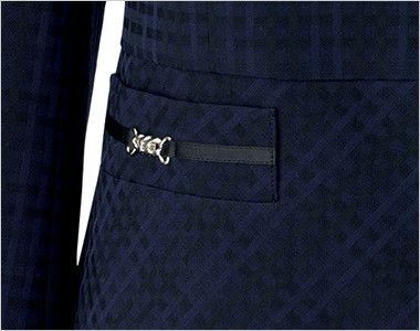 Bonmax BCJ0115 [通年]ニュアンスドビー ジャケット [ノーカラー/チェック/ストレッチ] シルバーのビットと黒リボンが華やかな印象のポケット