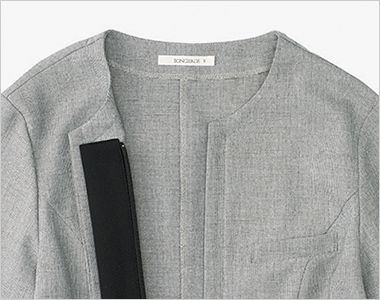 ソフトジャケット 前開き2WAY仕様。
配色部分を内側に折って留められる仕様。羽織りとしても活用できます。
