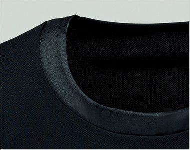 [アウトレット2022]Bonmax BCK7102 [通年]七分袖ニット 無地[衿ぐりサテン切替え] 衿ぐりのサテンがさりげないアクセント

