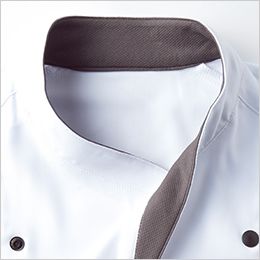 Facemix FB4553U コックシャツ(男女兼用) スタンドカラー仕様
裏側はグレーで汚れが目立ちにくいデザインになっています