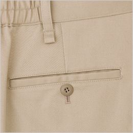 Facemix FP6704U 裾上げらくらくチノパンツ(男女兼用) 左右両方に片玉縁ポケット付き
左側はボタン留め仕様
耐久性に優れたデザイン