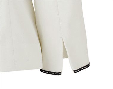 Bonmax LJ0764 [春夏用]イルマーレ 七分袖ノーカラージャケット 丸襟 無地 スリット入りの袖口