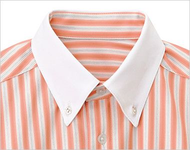 23310 ボストン商会 ボタンダウンシャツ/半袖(男女兼用) ストライプ ボタンダウンの襟元