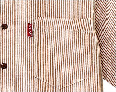 33301 ボストン商会 ボタンダウンシャツ/半袖(男女兼用) ストライプ ポケット