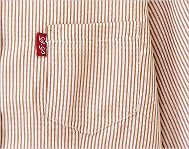 34201 ボストン商会 イタリアンカラーシャツ/七分袖(女性用)ストライプ ポケット