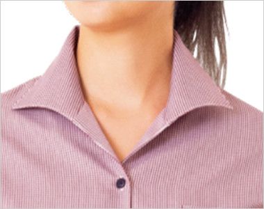 34202 ボストン商会 イタリアンカラーシャツ/七分袖(女性用) チェック イタリアンカラー