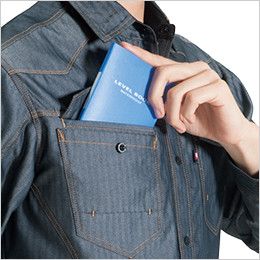 バートル 1515 ヘリンボーン&T/Cライトツイル長袖シャツ[男女兼用] 野帳ダブル収納ポケット
