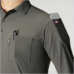 バートル 237 [春夏用]アイスストレッチ半袖ポロシャツ[男女兼用] 台襟付き仕様
袖マルチポケット(左)
（意匠登録）
胸ポケット（左）
