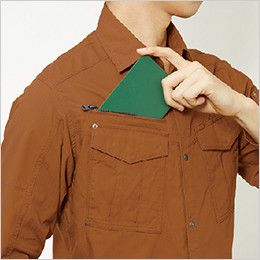 バートル 5515 [春夏用]綿100％リップクロス長袖シャツ[男女兼用] レベルブック収納ポケット