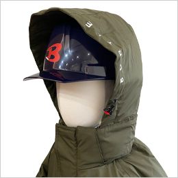 バートル 7620 [秋冬用]防水防寒ジャケット(大型フード付き)[男女兼用] ヘルメット着用時でも被れる大型のフード（ボタン止め着脱可能）