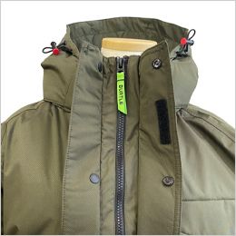 バートル 7620 [秋冬用]防水防寒ジャケット(大型フード付き)[男女兼用] 首元まである二重の前立て仕様で雨や雪、風をブロック