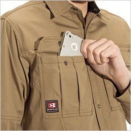 バートル 8093 [春夏用]綿100％ライトチノ長袖シャツ[男女兼用] Phone収納ポケット