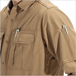 バートル 8093 [春夏用]綿100％ライトチノ長袖シャツ[男女兼用] ペンさし