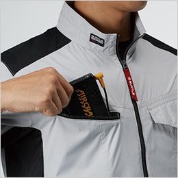 空調服 バートル AC1076SET エアークラフト 半袖ブルゾン(男女兼用) バッテリー収納ポケット、ファスナー止め、コードホール付き