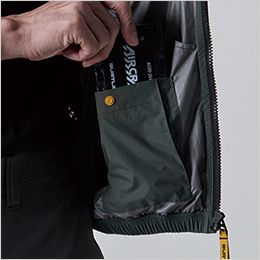 バートル AC1151-Y26 [春夏用]エアークラフト ACタクティカル長袖ブルゾン[男女兼用]【サイドバックファン】 内バッテリーポケット（左・マジックテープ止め）