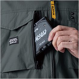 バートル AC1154-Y26 [春夏用]エアークラフト ACタクティカルベスト[男女兼用]【サイドバックファン】 バッテリー収納ポケット（右・ファスナー止めコードホール付）