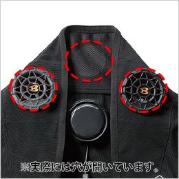 バートル  IC101S [春夏用]アイスクラフト(ぺルチェ) ベストのフルセット[男女兼用] ※画像赤丸部分のペルチェ用ホールは仕様変更により実際には穴が開いています。そのため、肌にペルチェが当たりやすくなり、より冷たさを感じられるようになりました。