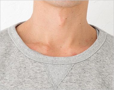 裏パイル ファイン・フレンチテリー・クルーネックスウェット(8.4オンス)(男女兼用) バインダー仕立ての襟部分