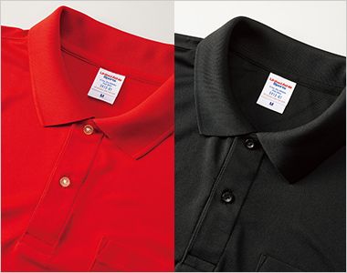 ドライアスレチックポロシャツ(ポケット付)(4.1オンス)(男女兼用) ブラックとネイビーには黒色のボタンを使用
ブラックとネイビー以外のカラーには乳白色のボタンを使用