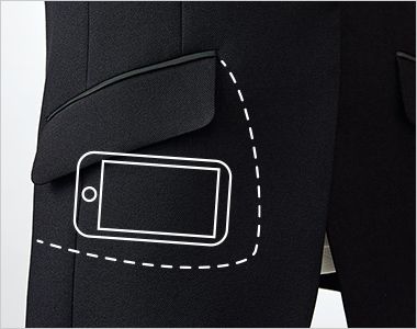 ベスト ヨコ長ポケット
腰ポケットはスマホが横に入れられます