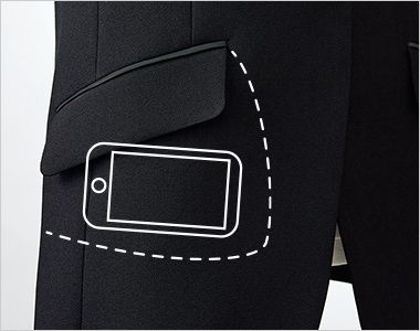 ジャケット ヨコ長ポケット
腰ポケットはスマホが横に入れられます
