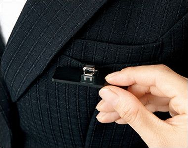 アルファピア AR4873 [通年]ネイビーチェック・一つボタンのジャケット 名札ホール付き左胸ポケット