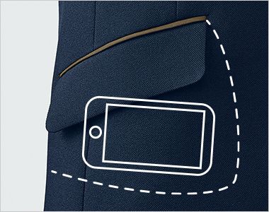 ジャケット ヨコ長ポケット
腰ポケットはスマホが横に入れられます