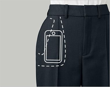 アルファピア AR5636 [通年]パンツ[2WAYストレッチ/吸汗速乾] スマホルダー® しゃがんだ時にスマホがポケットから出るのを防ぎます。スマホなど大切なものの落下をガード