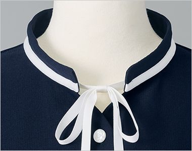 Mary Quant M13111 13112 [春夏用]ポロシャツ(リボン付き)[ニット/高通気] リボンが顔回りを華やかに見せるスタンドカラー

