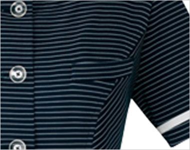 [廃番]ユキトリイ YT1702 オーバーブラウス ライトジャケット ボーダー(ニット/高通気) ポケット