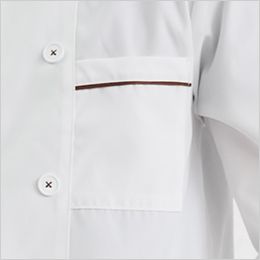 AS-7609 チトセ(アルベ) コックシャツ/七分袖(男女兼用) 左胸ポケット付き、パイピングのあしらいがポイント