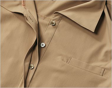 DOM-0007 長袖トップス[女性用] 比翼仕立てでスッキリとした印象に
左胸ポケット付き