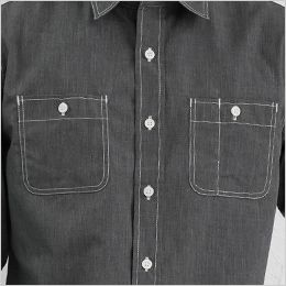 EP-8606 チトセ(アルベ) ダンガリーシャツ/半袖[男女兼用] 両サイドポケット付き（左のみペン差しポケット付き）
