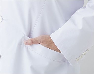 MZ-0140 ミズノ(mizuno) メンズドクターコート・ダブル(男性用) 傾斜カットのポケット