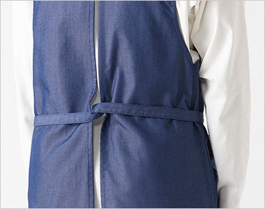 チトセ(アルベ) RW-0010 コックエプロン[男女兼用] ウエストを締めたい方は右脇ホールからヒモを出して結べます。