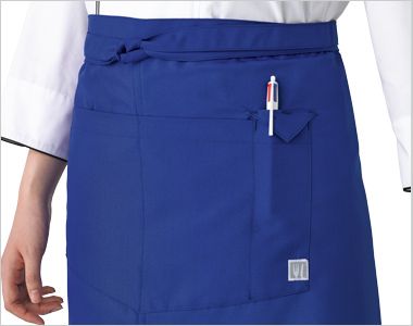 T-8701 チトセ(アルベ) 抗ウイルス加工 腰下エプロン(男女兼用) フロントポケットにペン差しポケット付