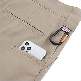 コーコス D-2875 [通年]Dickies T/Cストレッチ オールドスタイル カーゴパンツ[男女兼用] 伝統的な丈夫で太めの3cmループ・マルチポケット付・カラビナループになる右側アメリカンネーム(カラビナはイメージです)