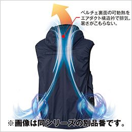 コーコス G-4030 [春夏用]ボルトクール 日傘遮熱 半袖ブルゾン(ペルチェ ネックホルダー付)[男女兼用] ペルチェ裏面の可動熱をエアダクト構造衿で排気。暑さがこもらない。